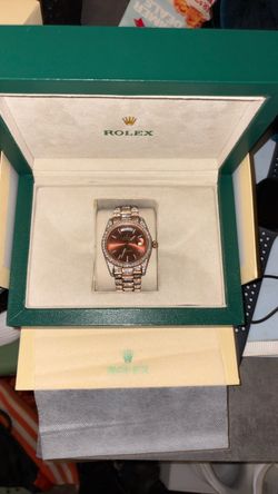 Rose gold brown face watch bussdown