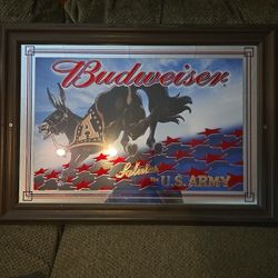 Vintage Budweiser Salute To Army Sign 