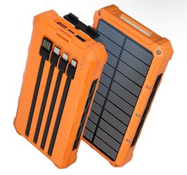 Solar-Charger-Power-Bank - 20000mah Solar Powered Battery Charger Cell Phone,20W Fast Charging Built in Cables,Camping Essentials Portable External Ba