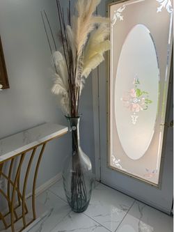 Tall glass vase
