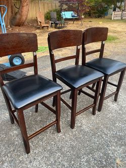 Set of 3  leather Height Bar Stools
