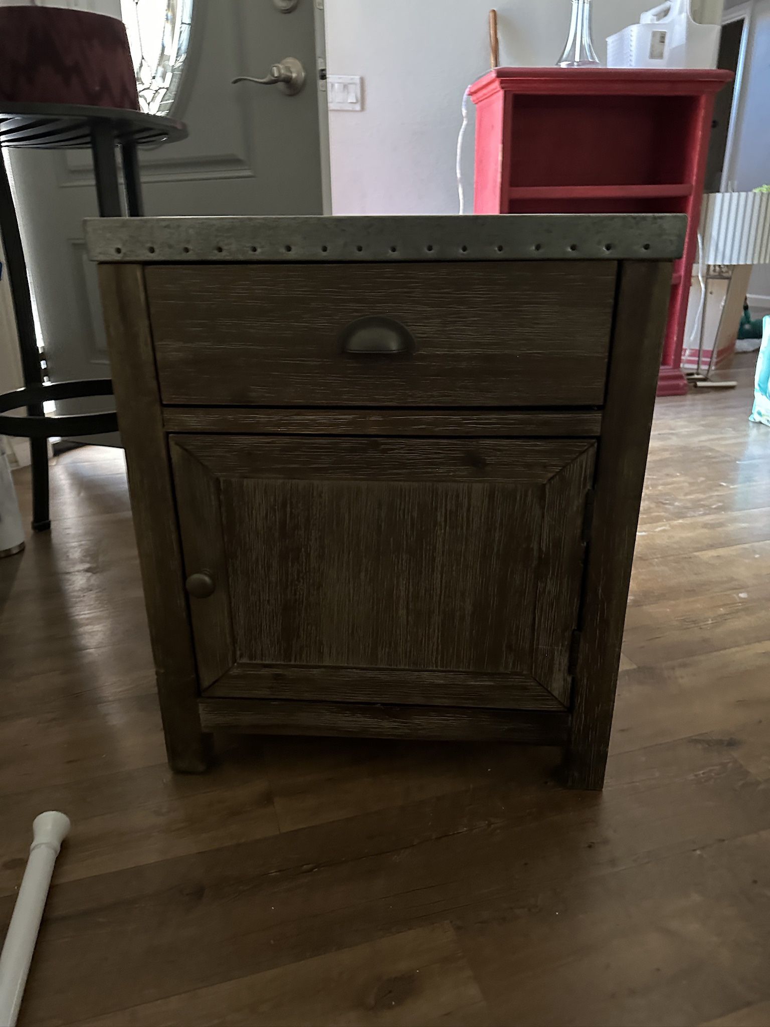 Gray Side Table W/drawer & Storage Cabinet