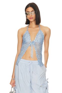 Lovers and Friends Arian Halter Tie Top - Periwinkle