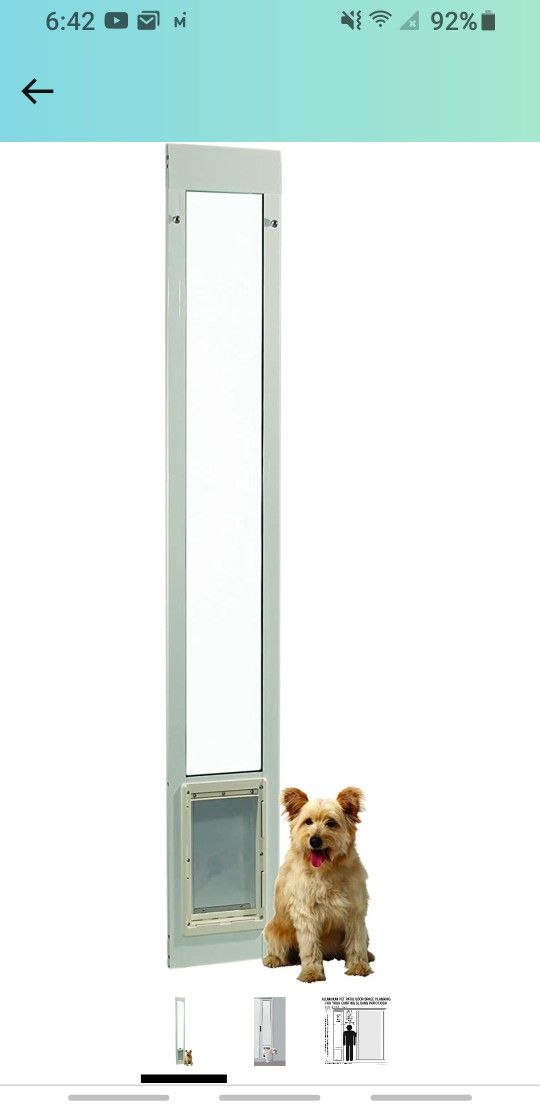 Pet Products Aluminum Pet Patio Door, Adjustable Height 77-5/8" to 80-3/8", 7" x 11-1/4" Flap Size, White