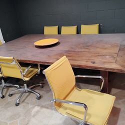 Solid Wood Conference Table And 8 Chairs 
