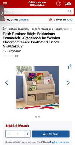 Wooden tiered kids bookcase