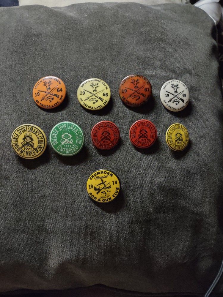 Vintage Hunting And Fishing Pins From Upstate New York