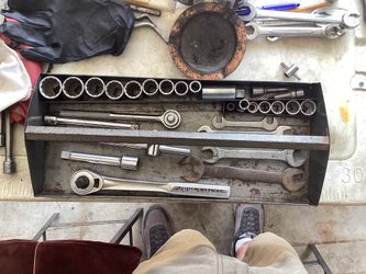 Half inch and 3 /8 drive craftsman sockets extensions and miscellaneous wrenches