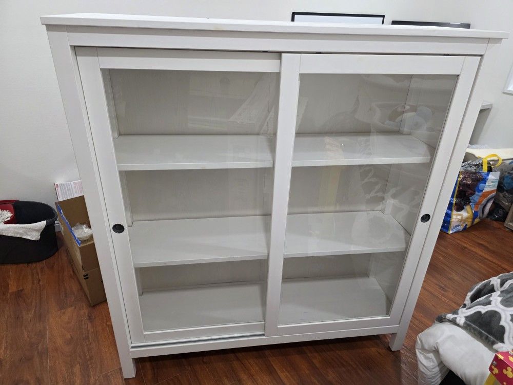 Ikea Hemnes Sliding glass door cabinet drawer display case entry
