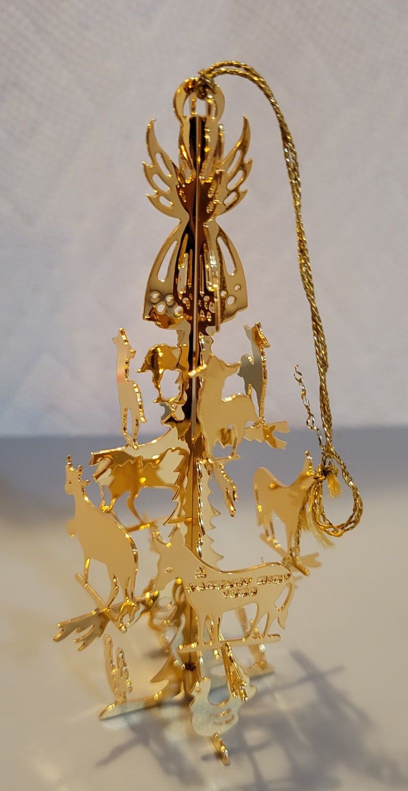 1986 Danbury Mint Gold Tone Christmas Ornaments