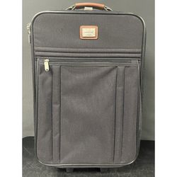 Black carry on suitcase. Forecast Travel luggage. Small rip