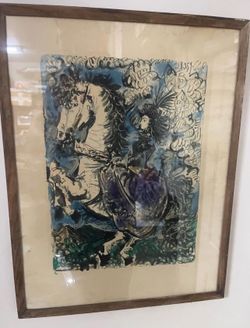 Pablo Picasso “L’Amazone” Lithograph Toros Y Toreros Print 1959 Framed Antique Art Painting