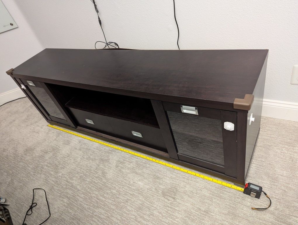 TV Stand Media Console Wood Furniture With Storage Espresso Color 70in X 15.5in X 23in