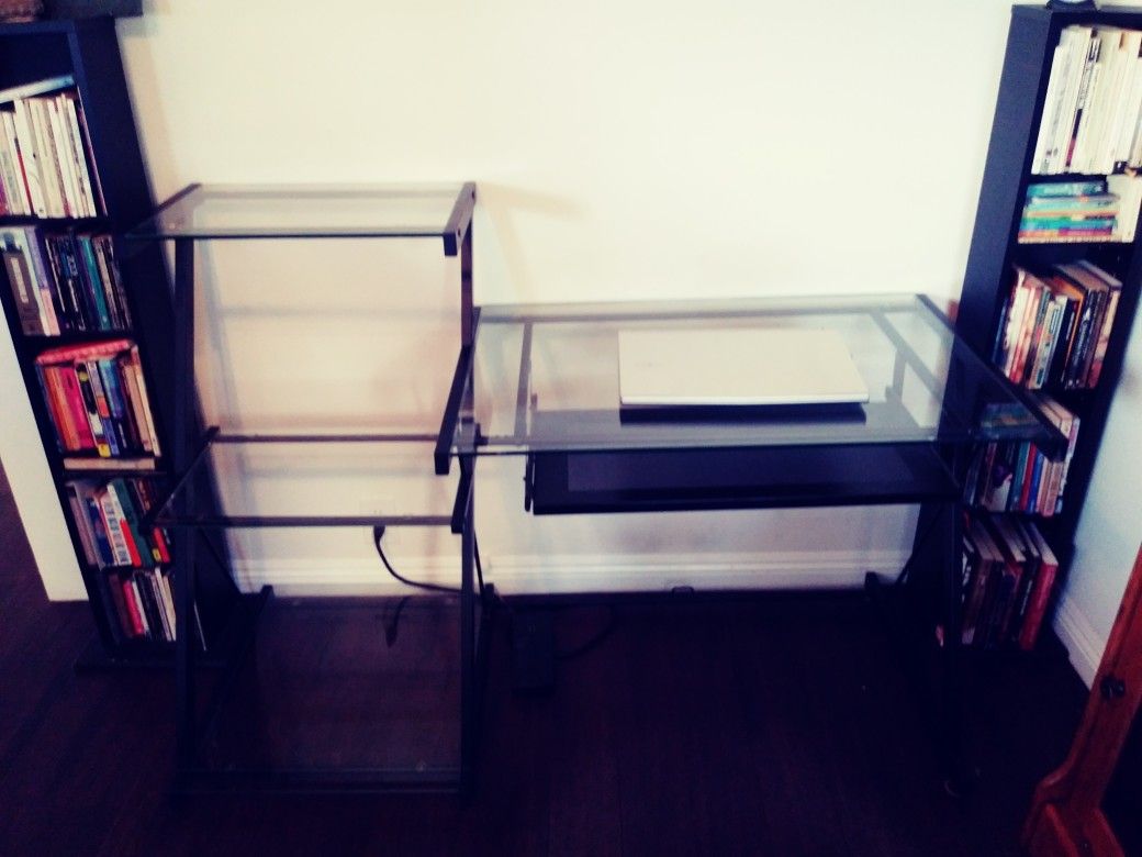 Desk with glass shelving