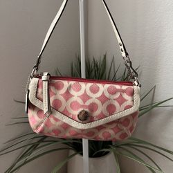 COACH Y2K Super Rare Pink/White Op Art Wristlet/Mini Hand Bag