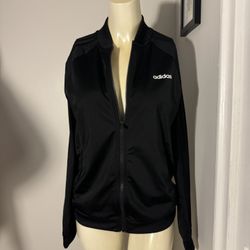 Adidas Size Medium Tracksuit Sweater Black and Black Stripes Striped Jacket