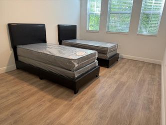 NEW BED FRAME TWIN SIZE WITH MATTRESS AND BOX SPRING
