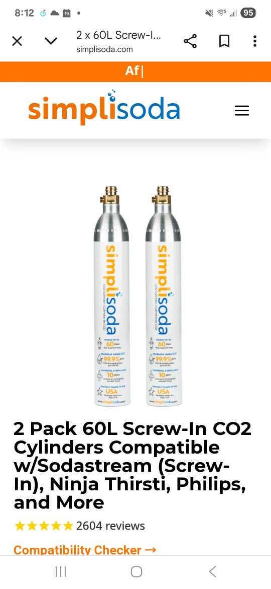 2 Screw In CO2 For Soda Maker