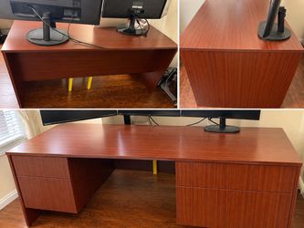 Wooden Executive Office Desk w/ Double Drawers