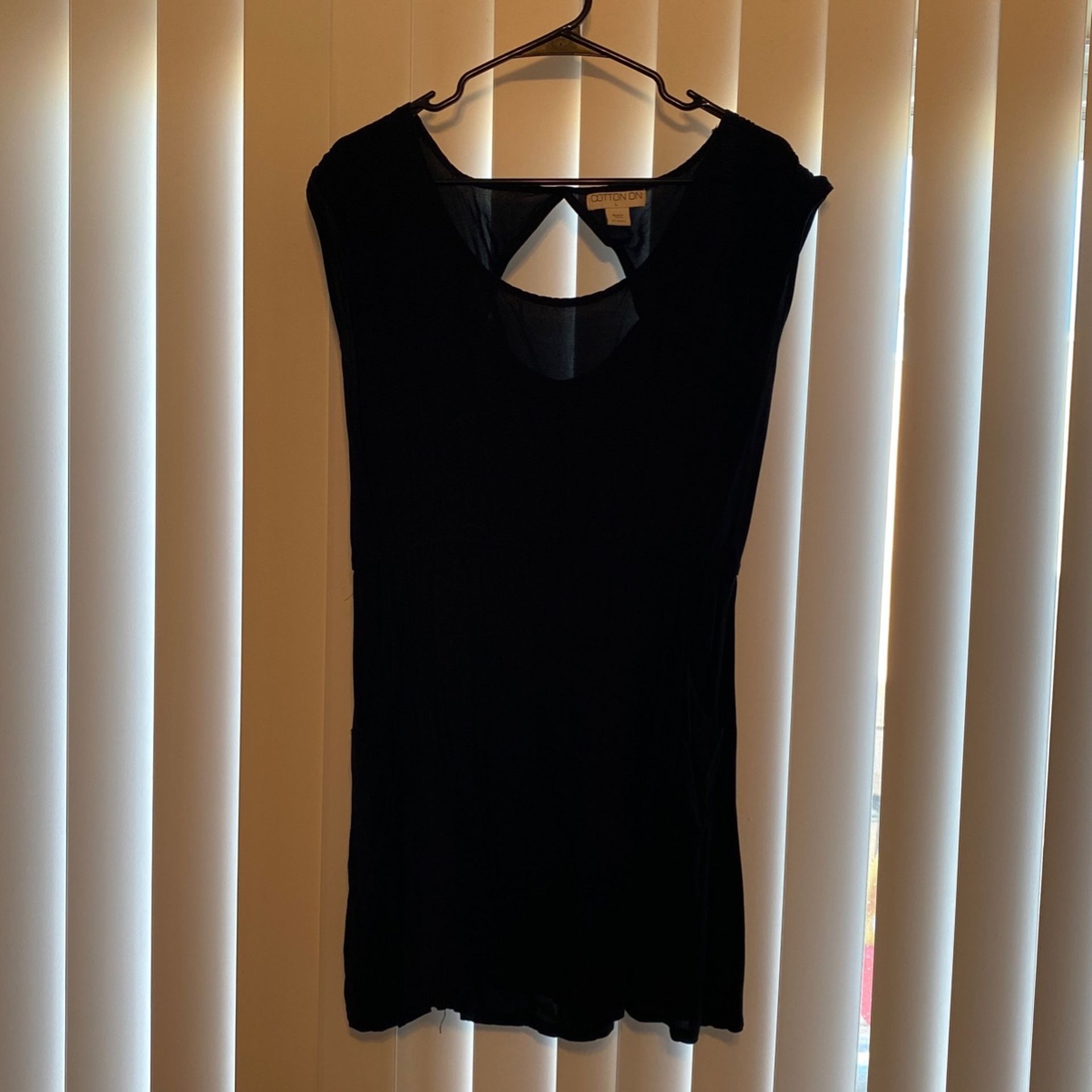 Black Viscose Dress With Pockets