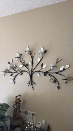 Wall art with candle holders