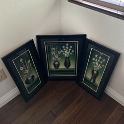 Set Of Three Floral Pictures