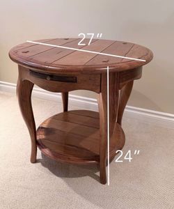 Round wooden end table