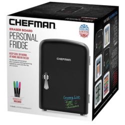 CHEFMAN 4-Liter Dry Erase Black Mini Fridge Hot and Cold