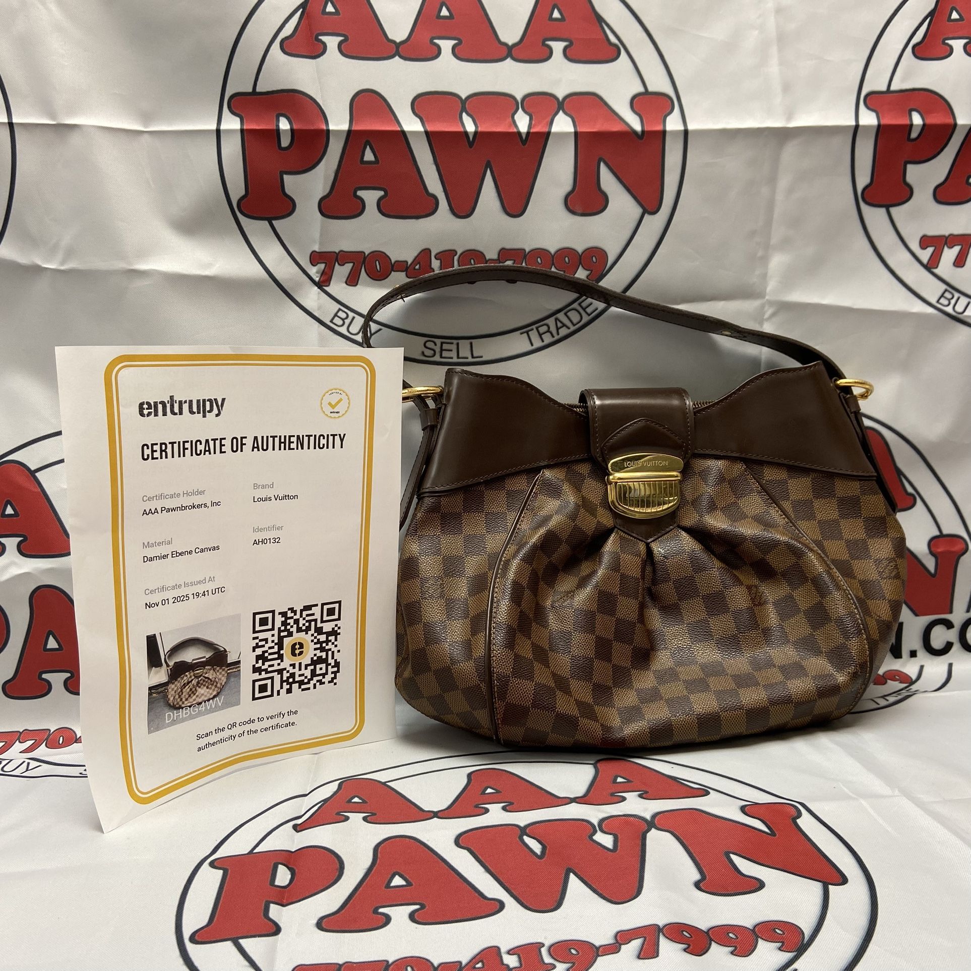 Authentic Louis Vuitton Damier Ebene Sistina PM Purse Bag 11055827