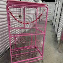 Pink Rolling Exotic Bird Cage 