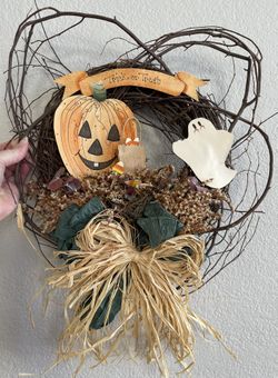 Halloween Twig Vine Wreath Decoration Ghost Pumpkin Decor