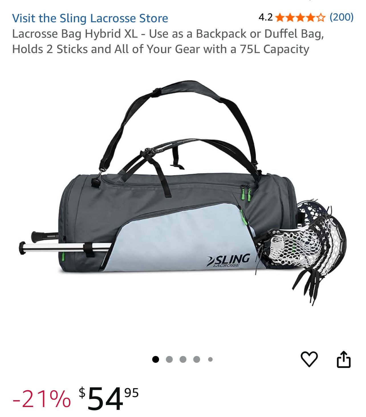 XL Lacrosse Duffel Backpack