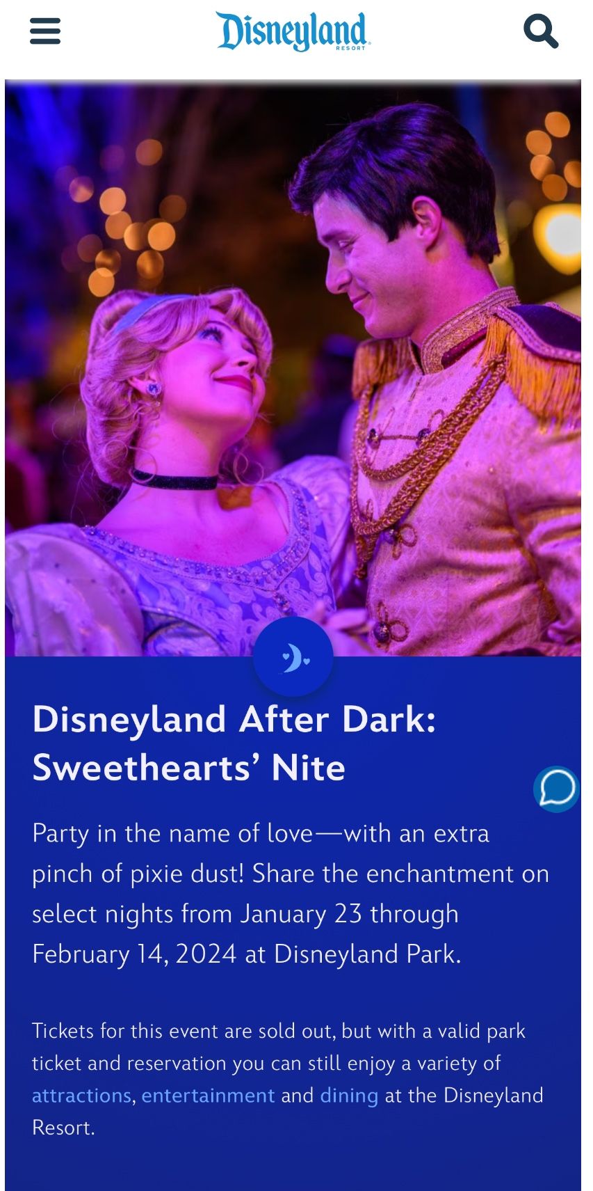 Disneyland Sweethearts Night Tickets