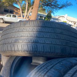 I got two tires in great condition they have about 60% left size number 235/60 R 18’s