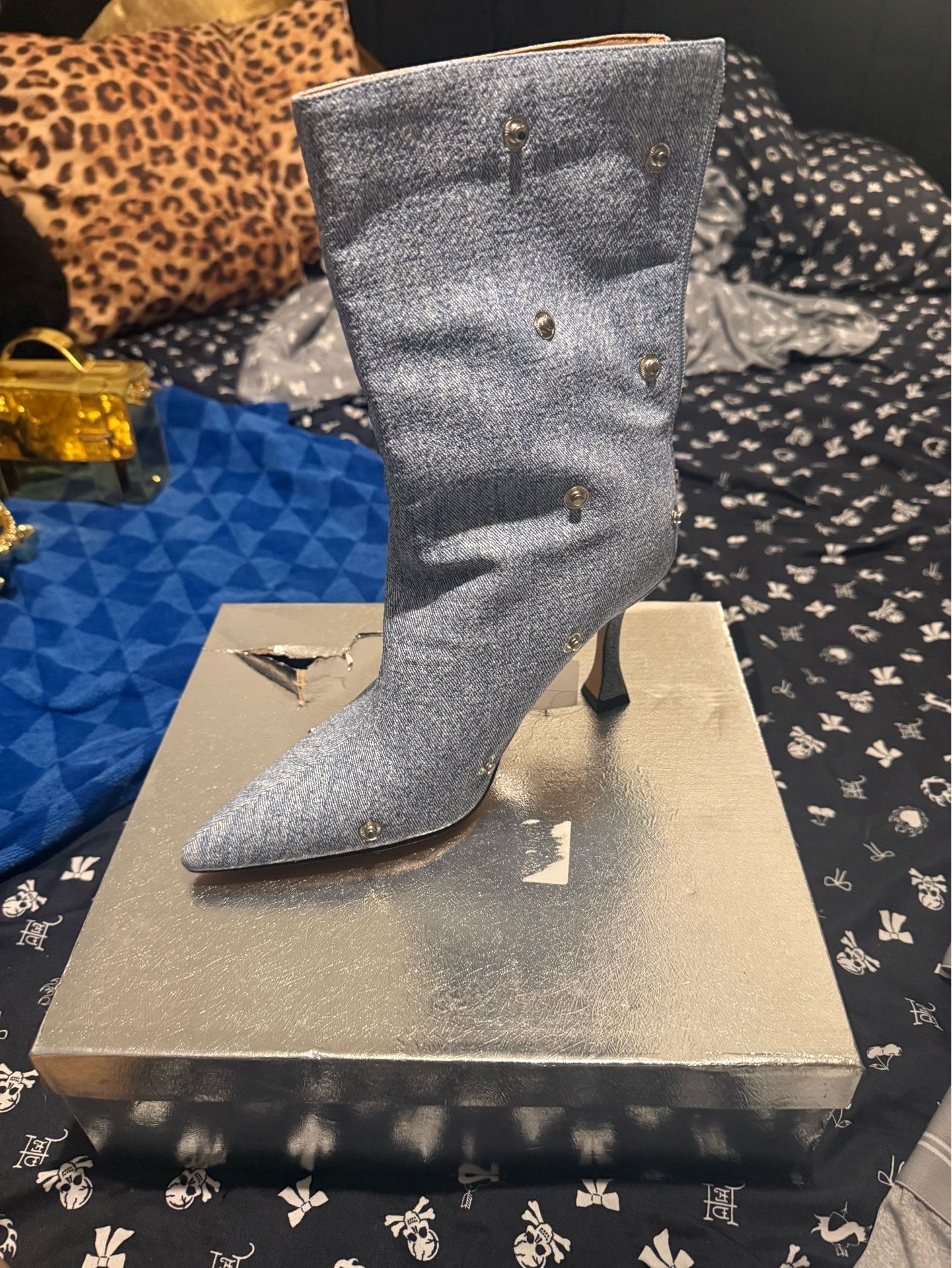 Jean button up ankle boots