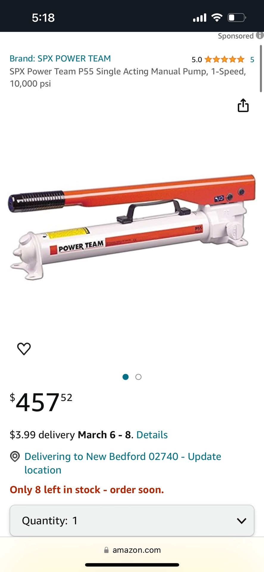 SPX Porter Power 10k Hydro Pump With Accessories
