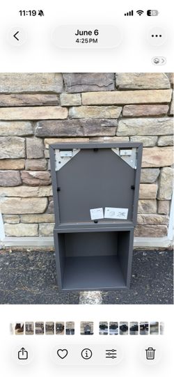 Gray Wall Cabinet with Open Shelf