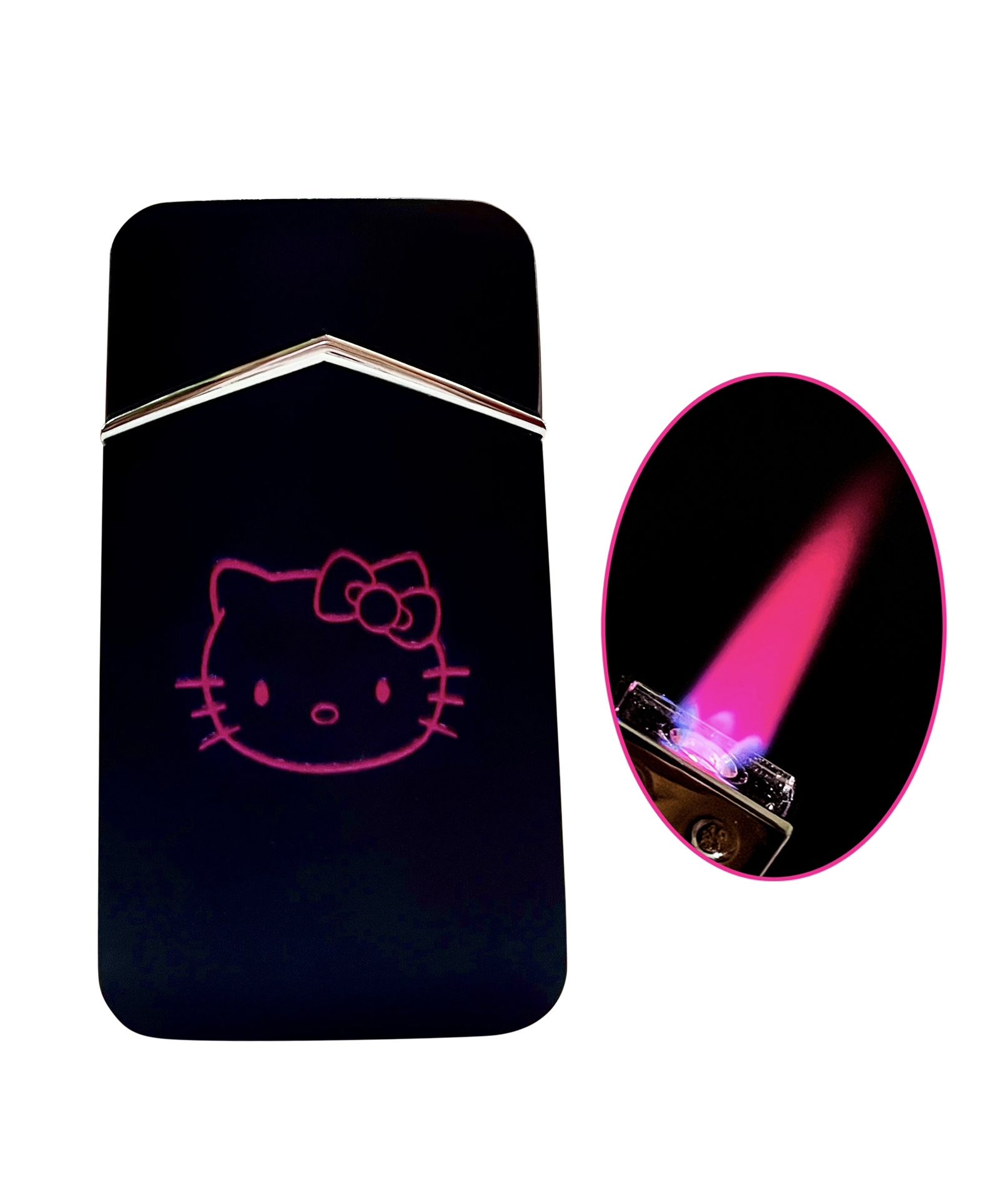 Sparkly Hello Kitty Pink Flame Refillable Butane Torch Lighter