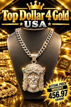Top Dollar 4 Gold USA  | Jesus Piece Necklace – 456.97 Grams | 0% Financing Available