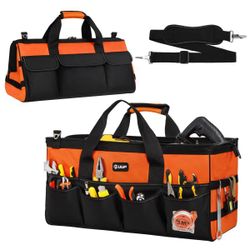 Extra Large 20 Heavy Duty Tool Bag Organizer with 16 Pockets Orange