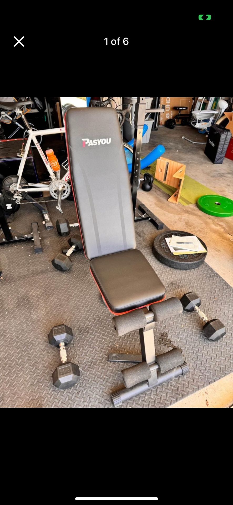 Workout Bench, Barbell, and Weights