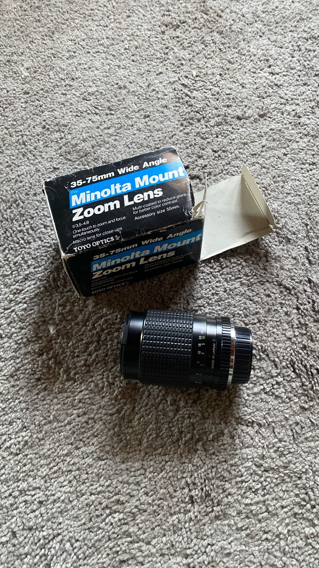 Minolta Mount Zoom Lens 35-75mm Wide Angle