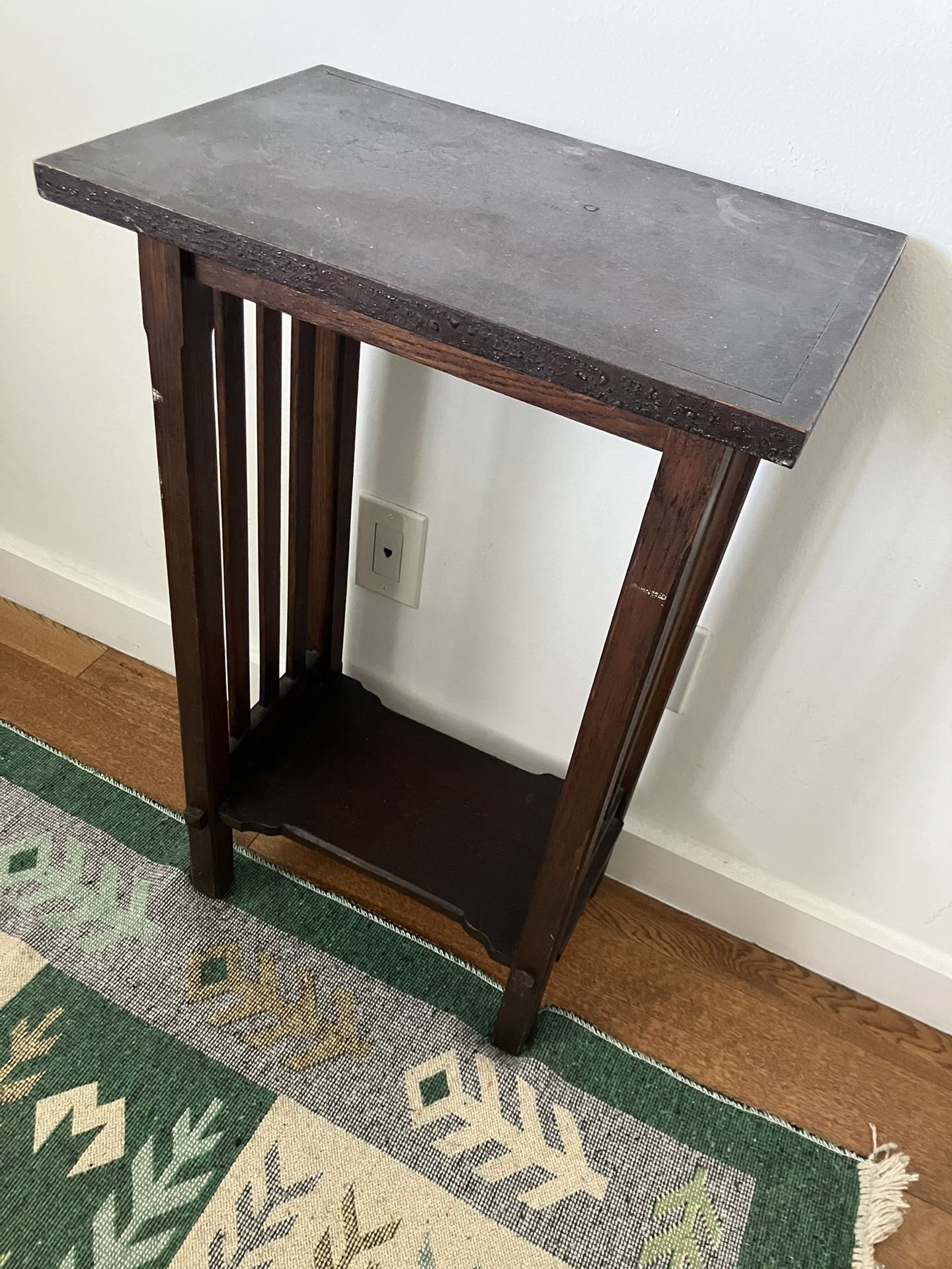 Rustic Console Table - Walnut Wood - Art Nouveau