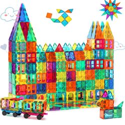 Gemmicc Magnetic Tiles 100 PCS with 2 Cars, STEM Approved Educational Magnet BuildingToys, Magnet Puzzles Stacking Blocks for Boys Girls