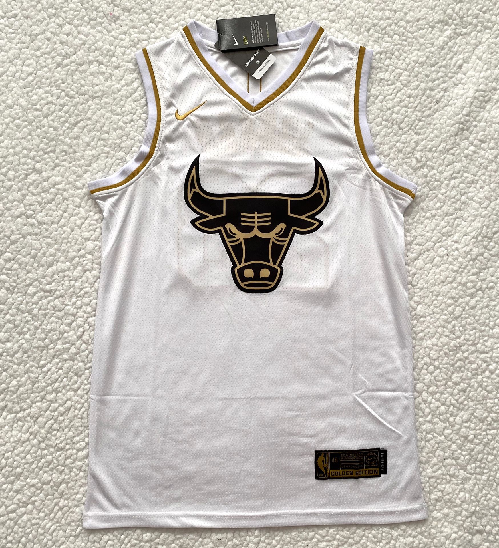 Michael Jordan Chicago Bulls Jersey - Brand New - Men’s - Nike Golden Edition NBA White Jersey - Size S / M / L / XL
