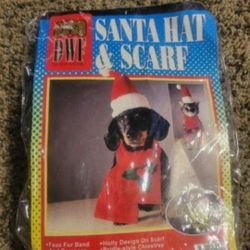 Santa Hat & Scarf Pet Costume 