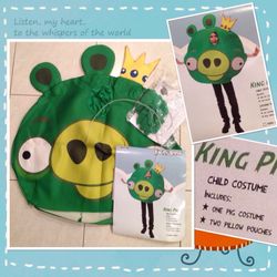 Used Once - Complete ANGRY BIRDS King Pig Child Halloween Costume One Size