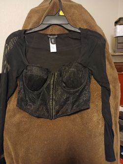 Sincerely Jules Black Mesh Corset Crop Top
