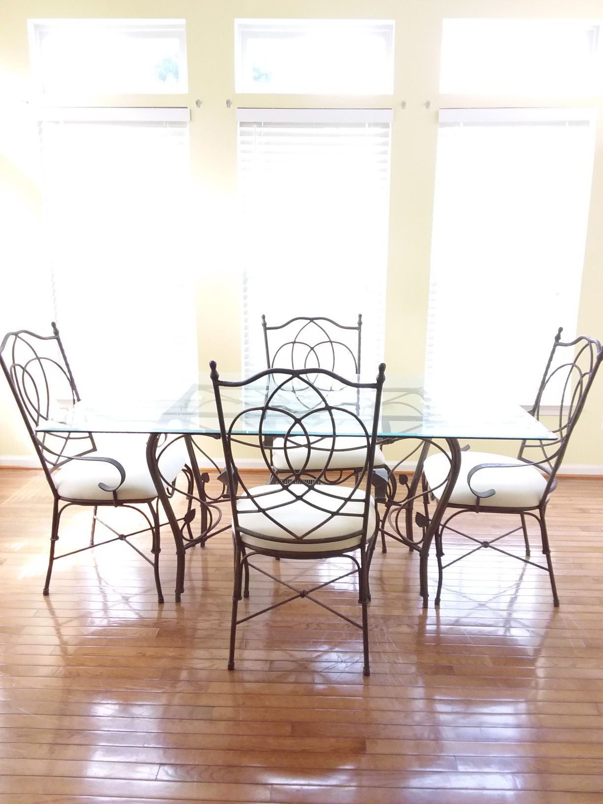 Wrought Iron and glass dinette set