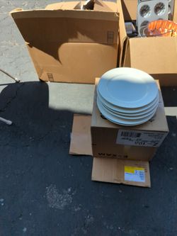 White Glass Plates Set Of Six